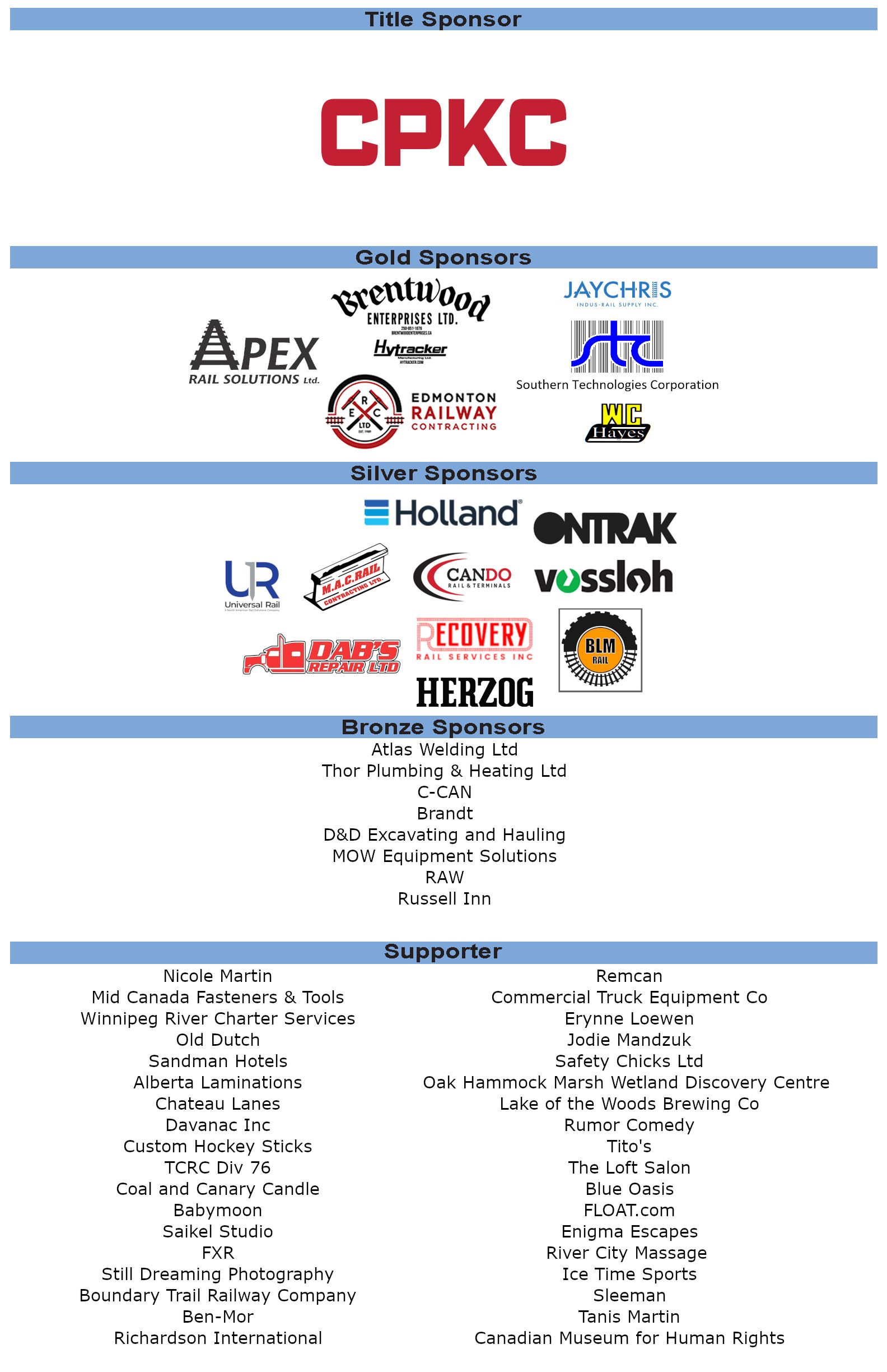 2026 CPKC Hockey Tournament Sponsors